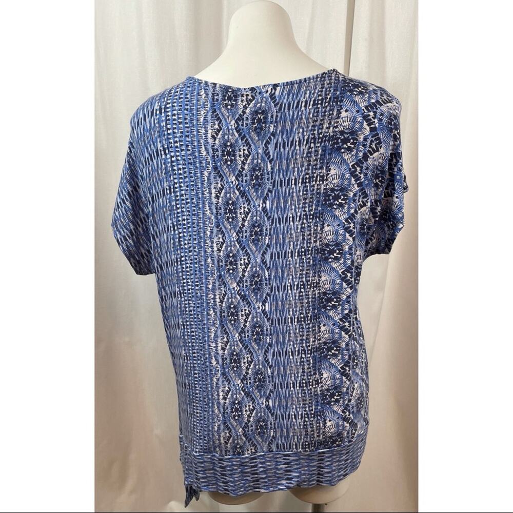 Ruby Rd. Top Patterns Tee Side Tie Button Collar - Picture 3 of 9